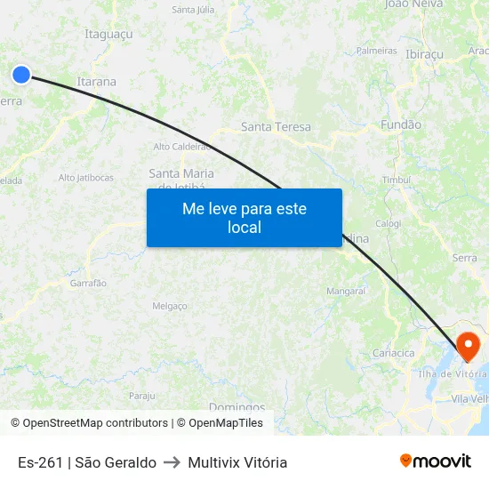 Es-261 | São Geraldo to Multivix Vitória map