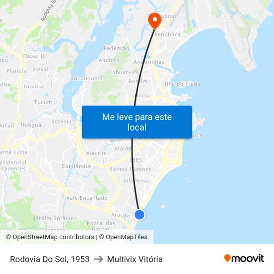 Rodovia Do Sol, 1953 to Multivix Vitória map