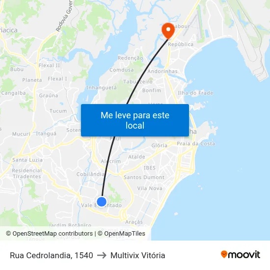 Rua Cedrolandia, 1540 to Multivix Vitória map