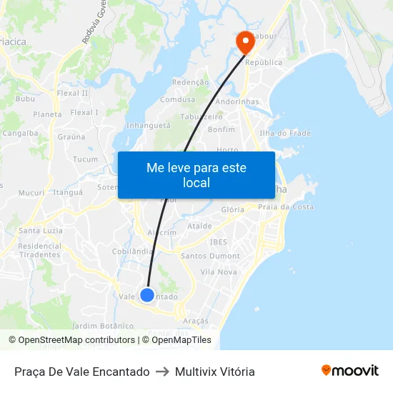 Praça De Vale Encantado to Multivix Vitória map