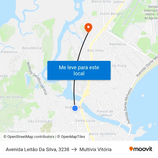 Avenida Leitão Da Silva, 3238 to Multivix Vitória map