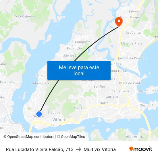 Rua Lucidato Vieira Falcão, 713 to Multivix Vitória map