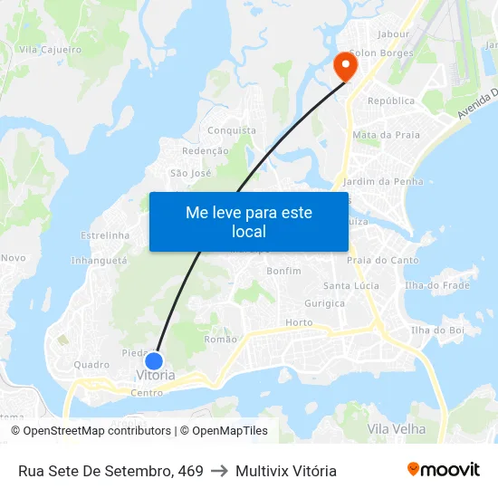Rua Sete De Setembro, 469 to Multivix Vitória map