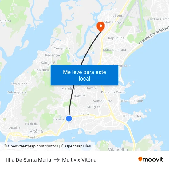 Ilha De Santa Maria to Multivix Vitória map