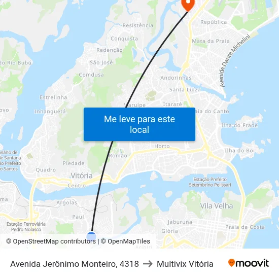 Avenida Jerônimo Monteiro, 4318 to Multivix Vitória map