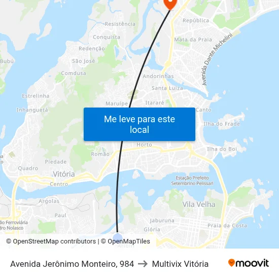 Avenida Jerônimo Monteiro, 984 to Multivix Vitória map