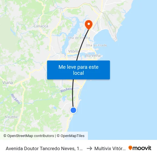 Avenida Doutor Tancredo Neves, 118 to Multivix Vitória map
