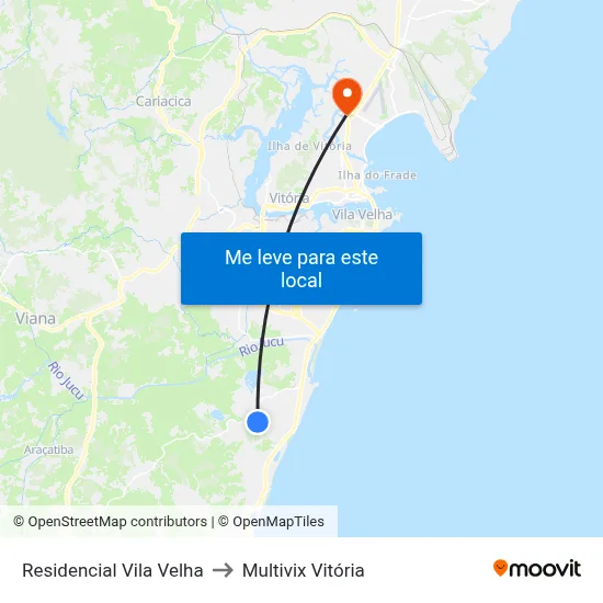 Residencial Vila Velha to Multivix Vitória map