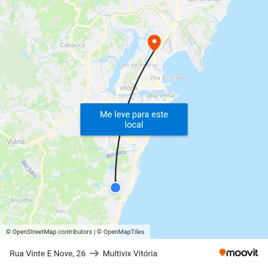 Rua Vinte E Nove, 26 to Multivix Vitória map