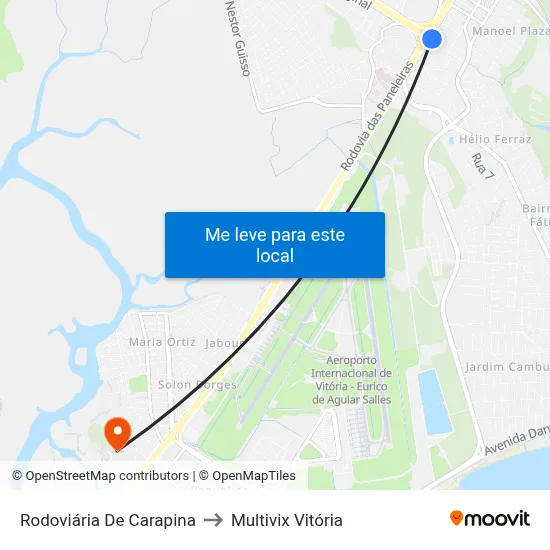 Rodoviária De Carapina to Multivix Vitória map