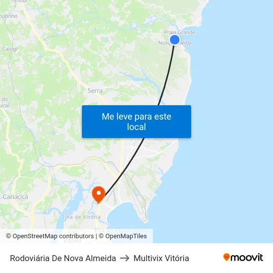 Rodoviária De Nova Almeida to Multivix Vitória map