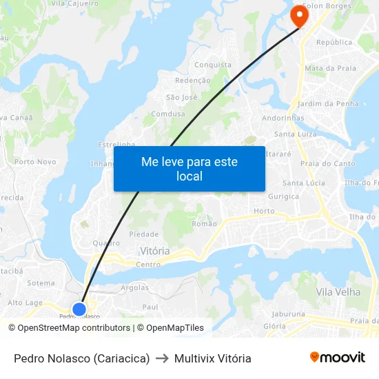Pedro Nolasco (Cariacica) to Multivix Vitória map