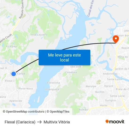 Flexal (Cariacica) to Multivix Vitória map
