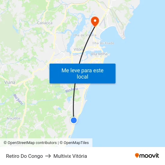 Retiro Do Congo to Multivix Vitória map