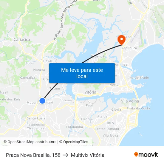 Praca Nova Brasilia, 158 to Multivix Vitória map