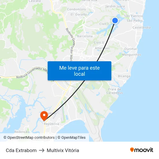 Cda Extrabom to Multivix Vitória map