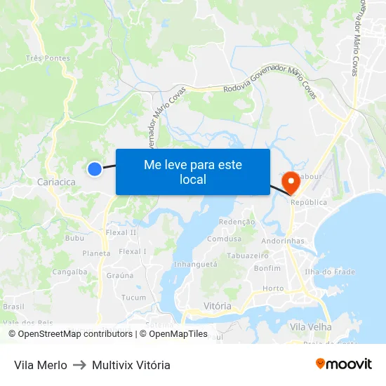 Vila Merlo to Multivix Vitória map
