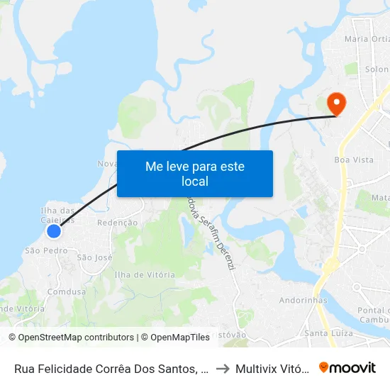 Rua Felicidade Corrêa Dos Santos, 22 to Multivix Vitória map