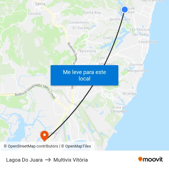Lagoa Do Juara to Multivix Vitória map
