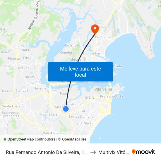 Rua Fernando Antonio Da Silveira, 1914 to Multivix Vitória map