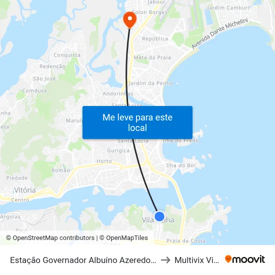 Estação Governador Albuíno Azeredo (Prainha) to Multivix Vitória map