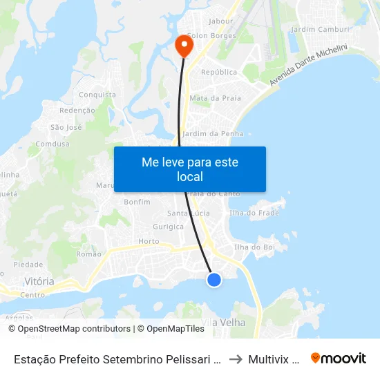 Estação Prefeito Setembrino Pelissari (Praça Do Papa) to Multivix Vitória map