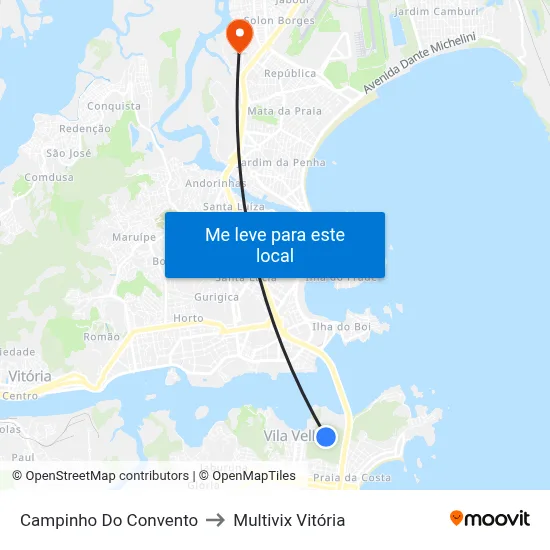 Campinho Do Convento to Multivix Vitória map