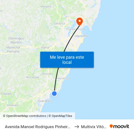 Avenida Manoel Rodrigues Pinheiro, 7 to Multivix Vitória map
