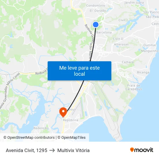 Avenida Civit, 1295 to Multivix Vitória map