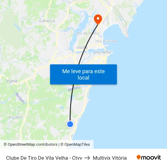 Clube De Tiro De Vila Velha - Ctvv to Multivix Vitória map