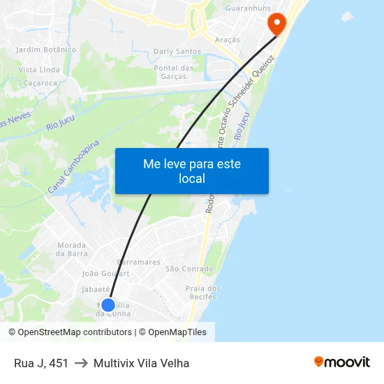 Rua J, 451 to Multivix Vila Velha map