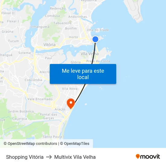 Shopping Vitória to Multivix Vila Velha map