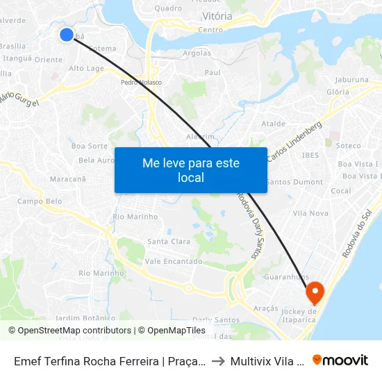 Emef Terfina Rocha Ferreira | Praça De Itacibá to Multivix Vila Velha map