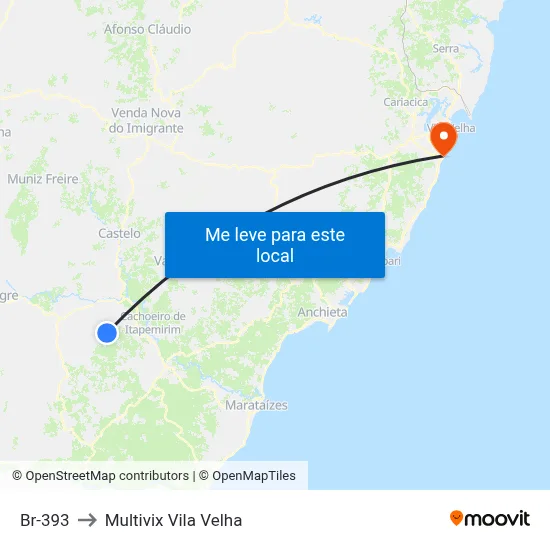 Br-393 to Multivix Vila Velha map