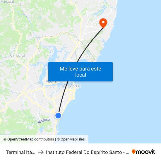 Terminal Itaparica to Instituto Federal Do Espírito Santo - Campus Serra map