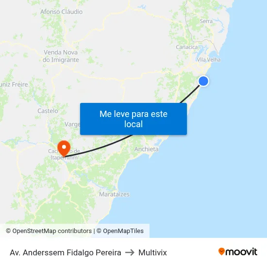 Av. Anderssem Fidalgo Pereira to Multivix map