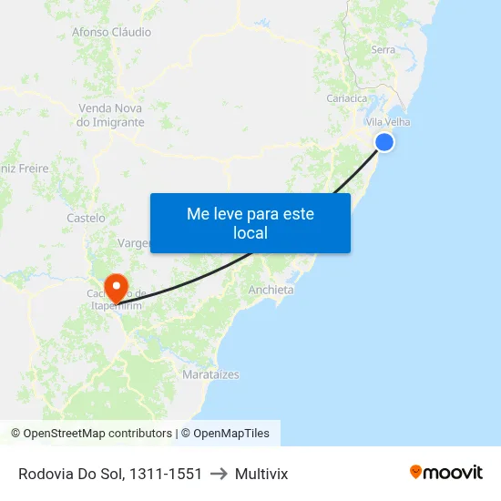 Rodovia Do Sol, 1311-1551 to Multivix map