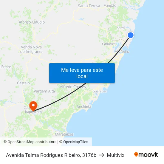 Avenida Talma Rodrigues Ribeiro, 3176b to Multivix map