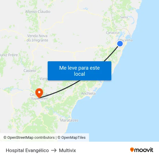 Hospital Evangélico to Multivix map