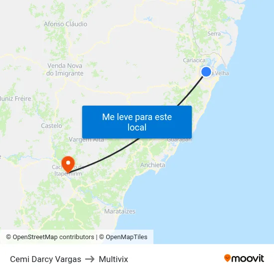 Cemi Darcy Vargas to Multivix map