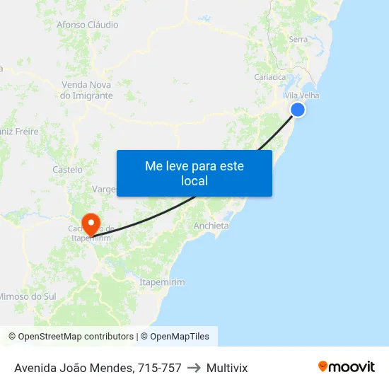 Avenida João Mendes, 715-757 to Multivix map