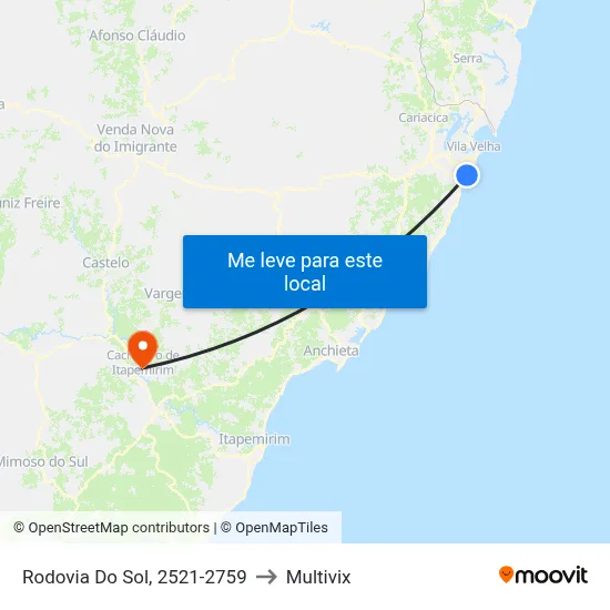 Rodovia Do Sol, 2521-2759 to Multivix map