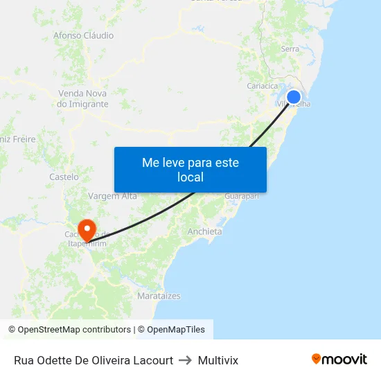 Rua Odette De Oliveira Lacourt to Multivix map