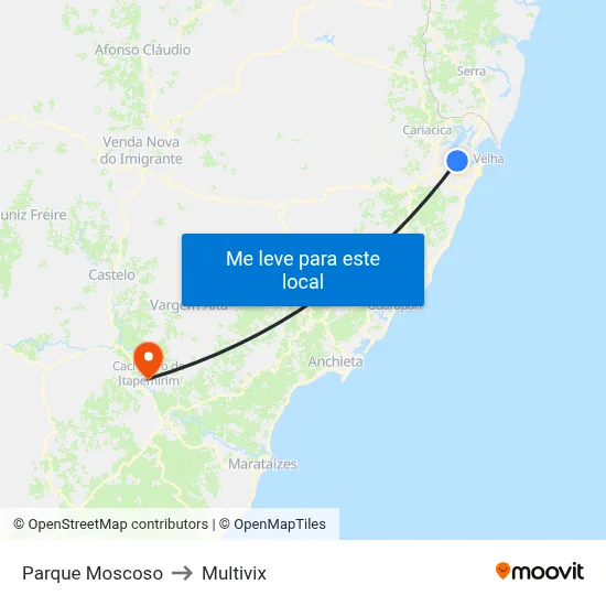 Parque Moscoso to Multivix map