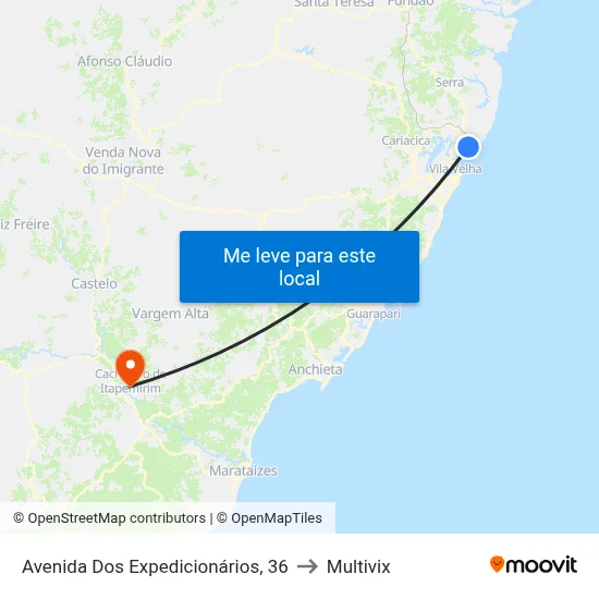 Avenida Dos Expedicionários, 36 to Multivix map