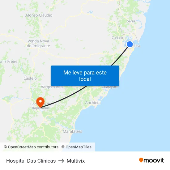Hospital Das Clínicas to Multivix map