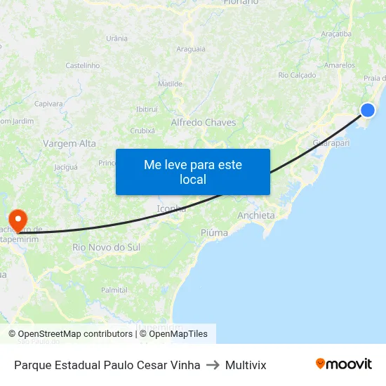 Parque Estadual Paulo Cesar Vinha to Multivix map