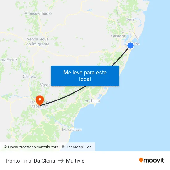 Ponto Final Da Gloria to Multivix map