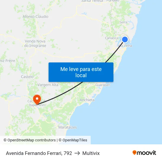 Avenida Fernando Ferrari, 792 to Multivix map