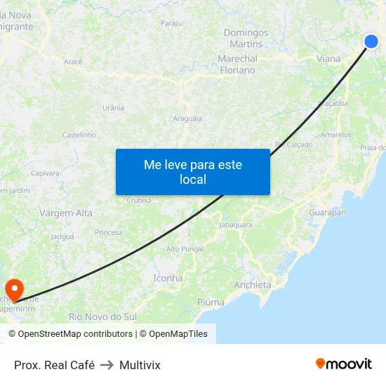 Prox. Real Café to Multivix map